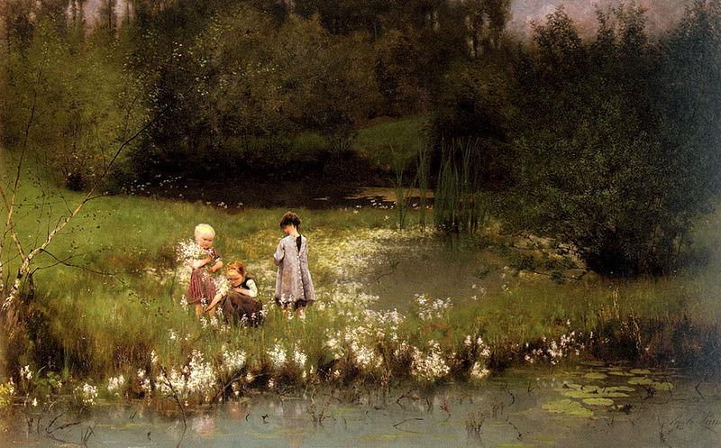Emile Claus Picking Blossoms Norge oil painting art